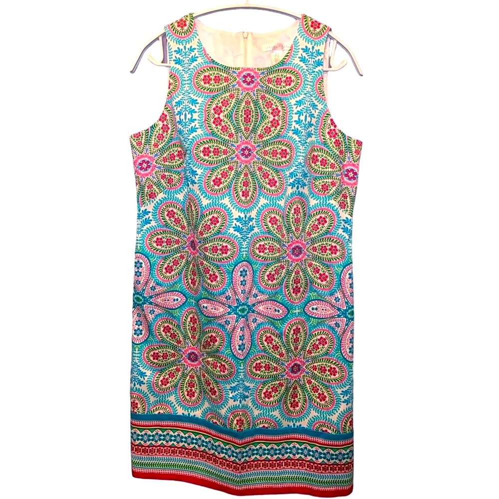NWoT London Times‎ paisley colorful cotton shift dress girlcore barbiecore US 8